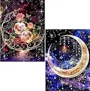 2 Pack Diamond Painting Kits for Adults, BetterJonny Moon and Flower Diamond Painting by Number Kits DIY 5D Full Drill Crystal Rhinestone Arts and Crafts Perfect for Home Wall Decor(30 * 40cm)