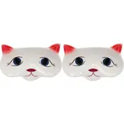 2x LVD Cat Face Ceramic 19cm Soap/Glasses Trinket Dish Desk/Table Decor Plate