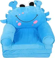 Kids Sofa Couch Fold Out, 2 in 1 Baby Toddler Sofa, Plush Convertible Foldable Sofa, Pull Out Child Sleeper, Cute Cartoon Soft Chair for Boys Girls (Blue)