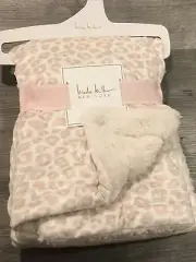 Nicole Miller Baby Blanket Pink Cheetah Leopard Print White Sherpa New