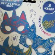 Orb Artsi SCRATCH OFF & DESIGN MASK 3 piece Set Kids Create Sparkling Face Masks