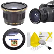 HD X38 FISHEYE LENS + MACRO LENS + KIT For NIKON D3100 D3200 D5000 D5100 D5200