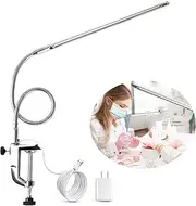 Brokimis Desk Light with Clamp, USB LED 8W Clip Nail Desk Lamp Eye Care Flexible Gooseneck 360° Clamp Light for Manicure Reading Eyebrow Office Tattoo