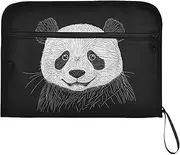 YMXFXP Panda Black White Cute Expandable Filing Folder, 13-Pocket Funny Cute Design with Sticky Labels, A4 Letter Size Document Organizer for Office, School, Boys, Girls