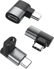 Basesailor 90 Degree USB C Adapter 3Pack,Right Angle USB C Male to Type C 40Gbps 100W Female Extender Connector,Thunderbolt 3 Up&Down Extension Converter for iPhone 16 15,Mac,Steam Deck,Switch,Laptop