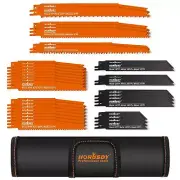 34Pcs Reciprocating Saw Blades Set Wood Metal Pipe Sheet Cutting 3-24TPI Pouch