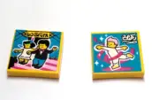 Lego - Minifigure Utensil - Lot of 2 - Tile 2 x 2, Music Album, Yellow Blue