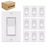 10Pack Decorator Paddle Rocker Light Switch Residential Grade,15A 120V/277V