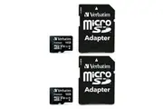 2PK Verbatim Micro SDHC 16GB Memory Card Class 10 Media Storage w SD Adaptor