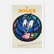Galrie Herbert Leupin Vintage Rolex Watch Art Print - Iconic Mid-Century Design, White Frame, A3 30 x 42cm (12 x 16inch)