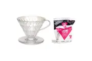 HARIO V60 - 01 PLASTIC COFFEE DRIPPER WITH 100 FILTER PAPERS