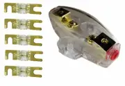 IMC Audio 80 Amp Mini ANL and 5 Fuses Fuse holder 4 6 8 Gauge Car Audio Gold