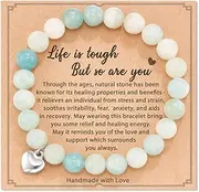 [xdlhghe] Stone Crystal Bracelets for Women Green Pink Beaded Charm Stretch Cute Inspirational Bracelets Trendy Blessing String Women'S Waterproof Mothers Diffuser Bracelets for Essential Oils