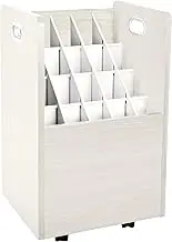 AdirOffice Mobile Wood Blueprint Roll File - Sturdy, Heavy Duty Large Document Organizer - Convenient Storage For Home Office Or School Use 20 Slots White