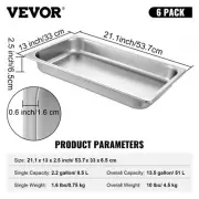 Stainless Steel Full Size 2.5 Inch Deep Steam Table Pan Anti Jam Set 6 Pack 22