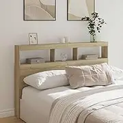 Headboard Cabinet, Storage Bed Headboard Beds Head Frame with LED Sonoma Oak 160x17x102 cm