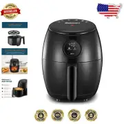 Effortless Healthy Cooking: Black 2.1Qt Air Fryer with Timer & Recipes Included