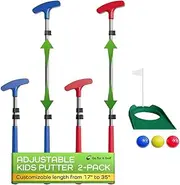 Go for It Golf Kids Putter - Extendable Shaft for Junior Golfers - Adjustable Size for Right and Left Hand - Perfect Training Club for Kids - Includes 3 Balls, Cup with Flag