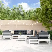 vidaXL 10 Piece Garden Lounge Set with Cushions White Solid Wood