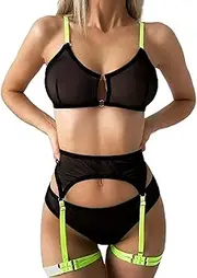 [Generic] Strap Lingerie for Women Plus Underwire Up Bra Garter Set Lingerie Bra and Panty Set Exotic Lingerie for Women Corset