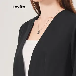 Lovito 女款優雅素色基本款西裝外套 L71ED278 (黑色)