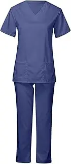[Dickly] Women Scrubs Set Nurse Scrubs Workwear Nurse Uniform Set Nursing Uniforms Scrubs for SPA Pet Shop Healthcare Operating Room