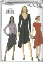 Vogue Sewing Pattern 7519, Dress, Neckline Variations, Size 8-10-12, Uncut