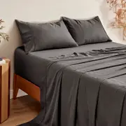 Serene 400TC Bamboo Cotton Sateen Sheet Set Charcoal - Double Bed