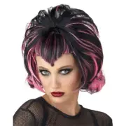 Black & Pink Updo Flip Bobbed COSTUME WIG Cosplay Gothic Sorceress Anime Vampire