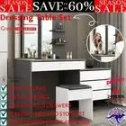 Dressing Table Makeup Vanity Dresser with Mirror Drawers Make Up Adjustable Desk