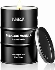 M&SENSE Scented Candle, Tobacco Vanilla Medium Jar Candle Gifts for Men, 70 Hours Slow Burning Natural Soy Candles 11.3oz, Stress Relief Aromatherapy Candles Home Decor, Valentines Day Gifts for Him