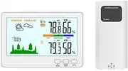Indoor Outdoor Hygrometer 433MHz Wireless Weather Station LCD Backlit Temperature Humidity Monitor with 328ft/100m Remote Transmitter Barometric Pressure Display Low Battery Alert