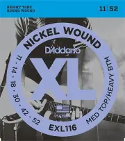 D'Addario Electric Guitar Strings EXL116 Medium Top/Heavy Bottom 11-52