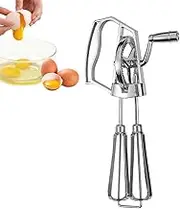 Manual Hand Mixer - Premium Egg Whisk, Rotating Push Mixer, Electric Stick Blender | Stainless Steel Egg Beater, Heavy Duty Copper Motor Immersion Rotary Hand Whisk for Whisking, Beating, Stirring