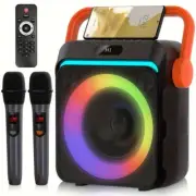Karaoke Machine, Portable Bluetooth Speaker with Two Wireless Karaoke Microphone