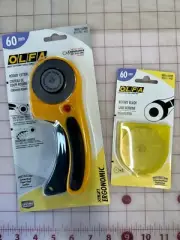 2 PC OLFA Deluxe Rotary Cutter-60mm + Extra Pack of 5 NEW BLADES New NIB RTY-3