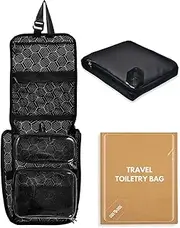 [Side by Side] Flat Toiletry Bag for Travel. Slim Dopp Kit Organizer for Men. Hanging Mens Shaving Case with Detachable Pouches. TSA Approved. Size 11.02 x 8.46 x 1.57 inches (28 x 21.5 x 4 cm), Black, One Size