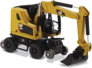 1:87 Scale Caterpillar M323F Railroad Wheeled Excavator with Work Tools (Cat Yel