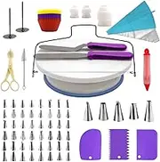 zolyet 106Pcs Cake Decorating Supplies Kit Baking Fonda Tool Set Turntable Piping Bag Tip Pen Spatula DIY Cake Cupcake Decorating Icing Tool Set