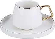 KARACA Saturn Gold Turkish Coffee Cups, Mocha Cups Set for 6 People, 12 Pieces, White Gold, 6 Espresso Cups and 6 Saucers, Mocha Cups, Porcelain, Coffee Service