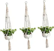 Milisten 3Pcs Large Hand Knitted Plant Net Bag Wall Mounted Flowerpot Hanging Decor for Home Store Use Durable String Bag for Space Saving Greenery Display