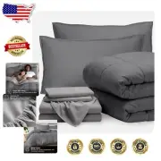 Luxurious 7 Piece California King Bedding Set - Ultra-Soft Grey Comforter