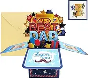 Pop Up Father's Day Card 3D Greeting Handmade Paper Best Dad Cards Fathers Birthday Cards for Dad Happy Fathers Day Card,Dad Birthday Gift