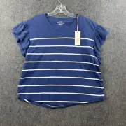 Vineyard Vines Surftee Top Women's Large Blue Benton Striped Flutter Sleeve