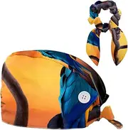 [YTYVAGT] Scrub Caps Women,Scrub Hats Suitable for Women,African Grassland Sunset Parrot
