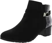 [Karen Scott] Womens Franccess Faux Leather Booties Black 8.5 Medium (B,M)