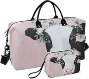 [ZRYSMY] Duffel Bag for Traveling, Cow Garland Closeup Travel Bag Gym Bag, with Multiple Interior Pockets Shoulder Weekender Bag for Women Men with Toiletry Bag 20.5L x 1.9W x 13.8H, Multi-Colored, one