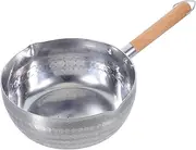 NOLITOY Japanese Style Aluminum Frying Pan Thickened Base Wooden Handle V-Shaped Spouts Versatile Cooking Not Induction Suitable