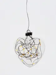 10 Bulk Pack of Heart Bauble with LED Lights inside - wedding anniversary romantic decoration or gift