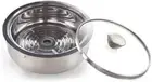 Borosil Stainless steel insulated roti server 1.1 litre casserole glass lid